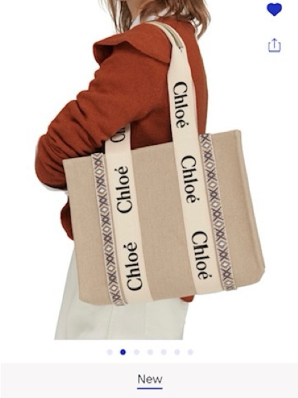 Chloé Beige Canvas Logo Tote with Embroidery